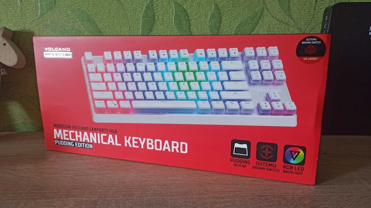 Modecom Volcano Lan Party RGB White/Biała (brown switch) + keycapsy