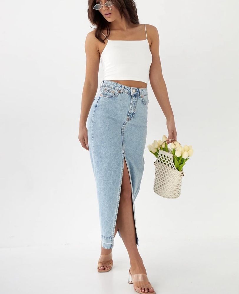 Джинсова спідниця міді favorite style XS