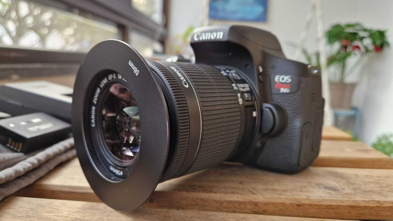EOS Rebel T6i + Lente 18-55mm + Kit Completo - Ótimo estado!