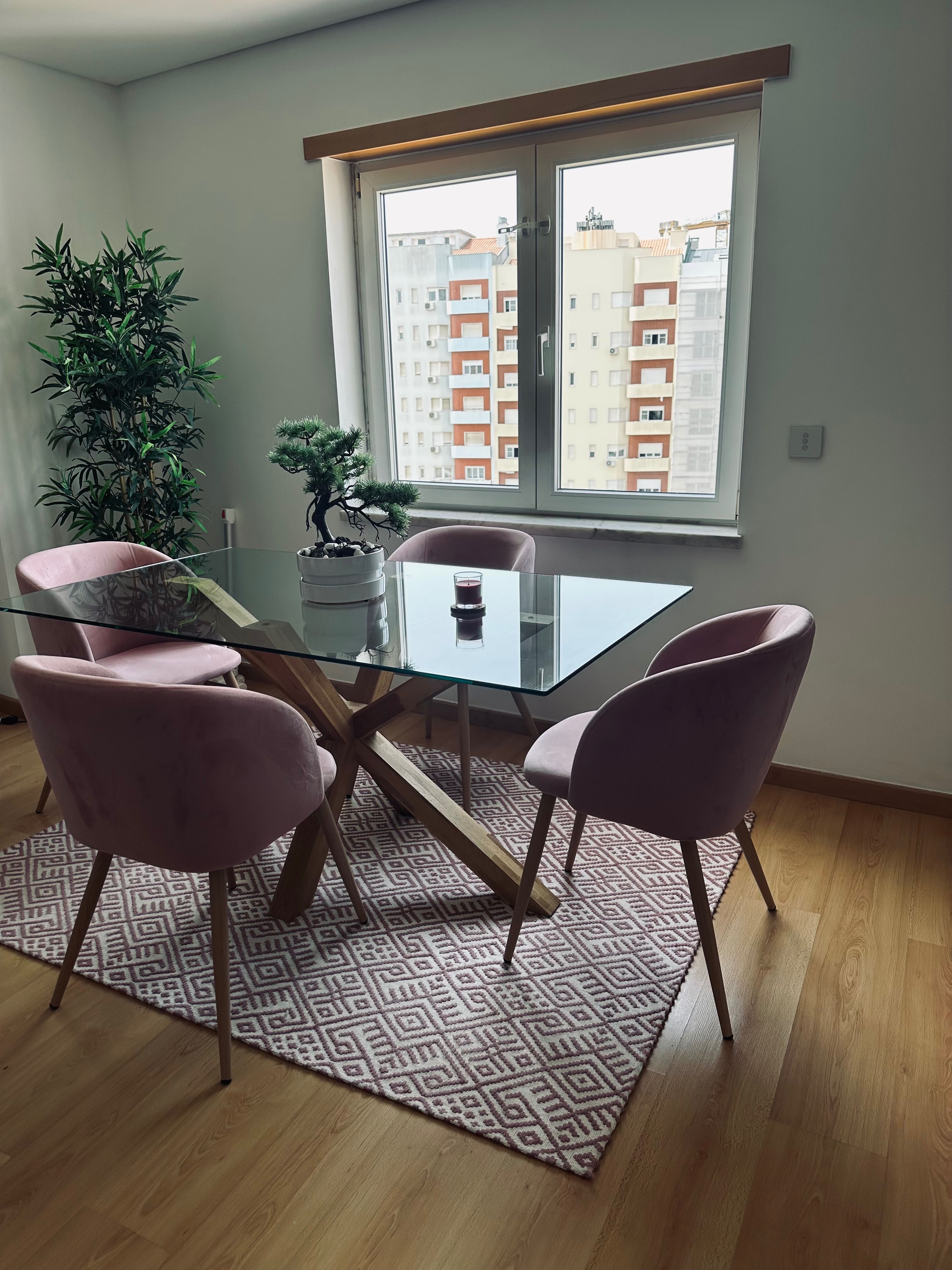 Mesa de jantar AGERBY 90x160 vidro/carvalho