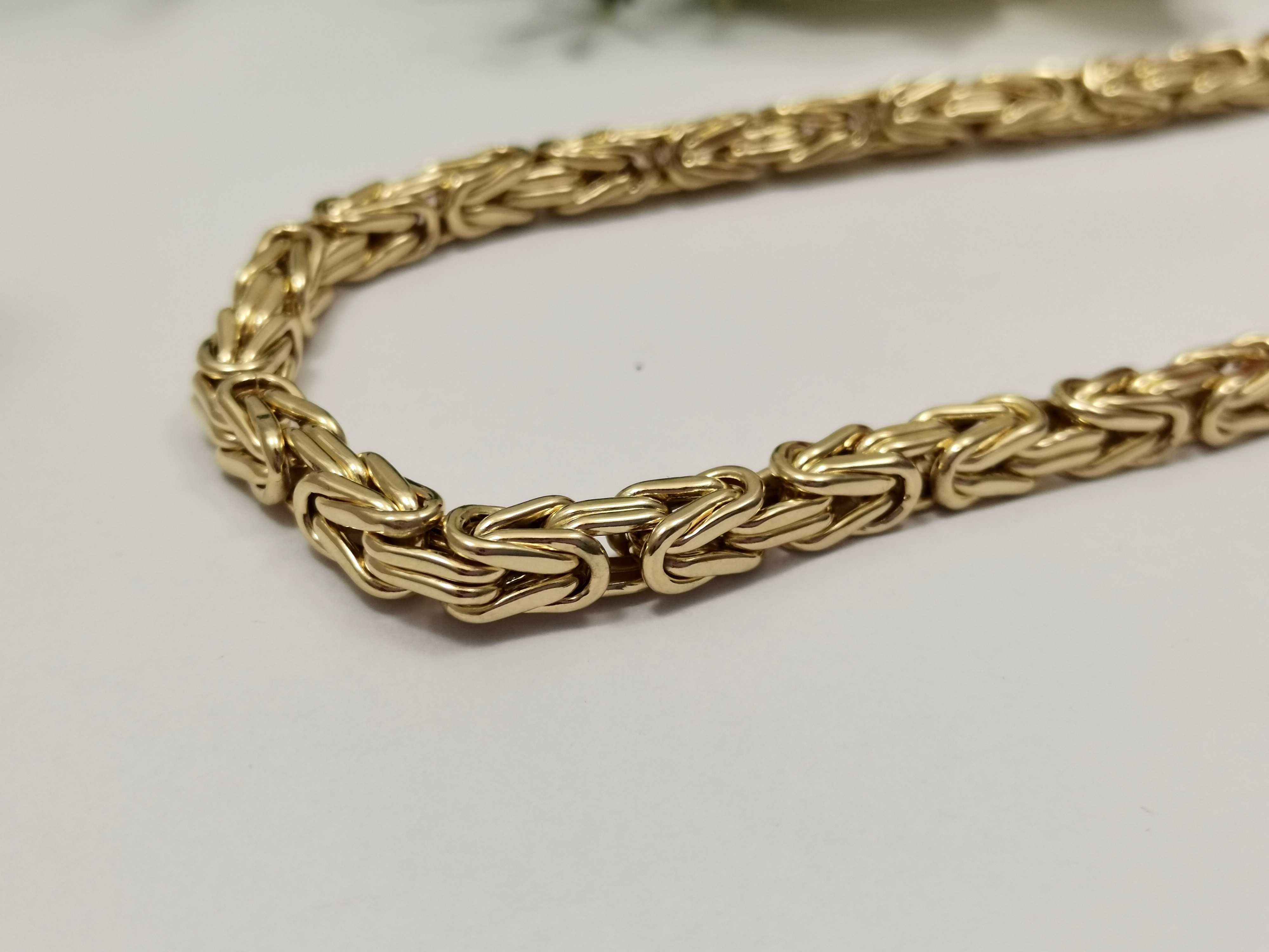Piękny masywny złoty łańcuch, splot królewski 34,3 g 585 !