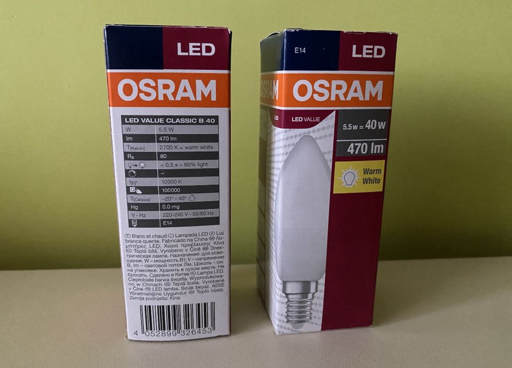 Żarówka OSRAM LED E14 5,5W 40W 2700K