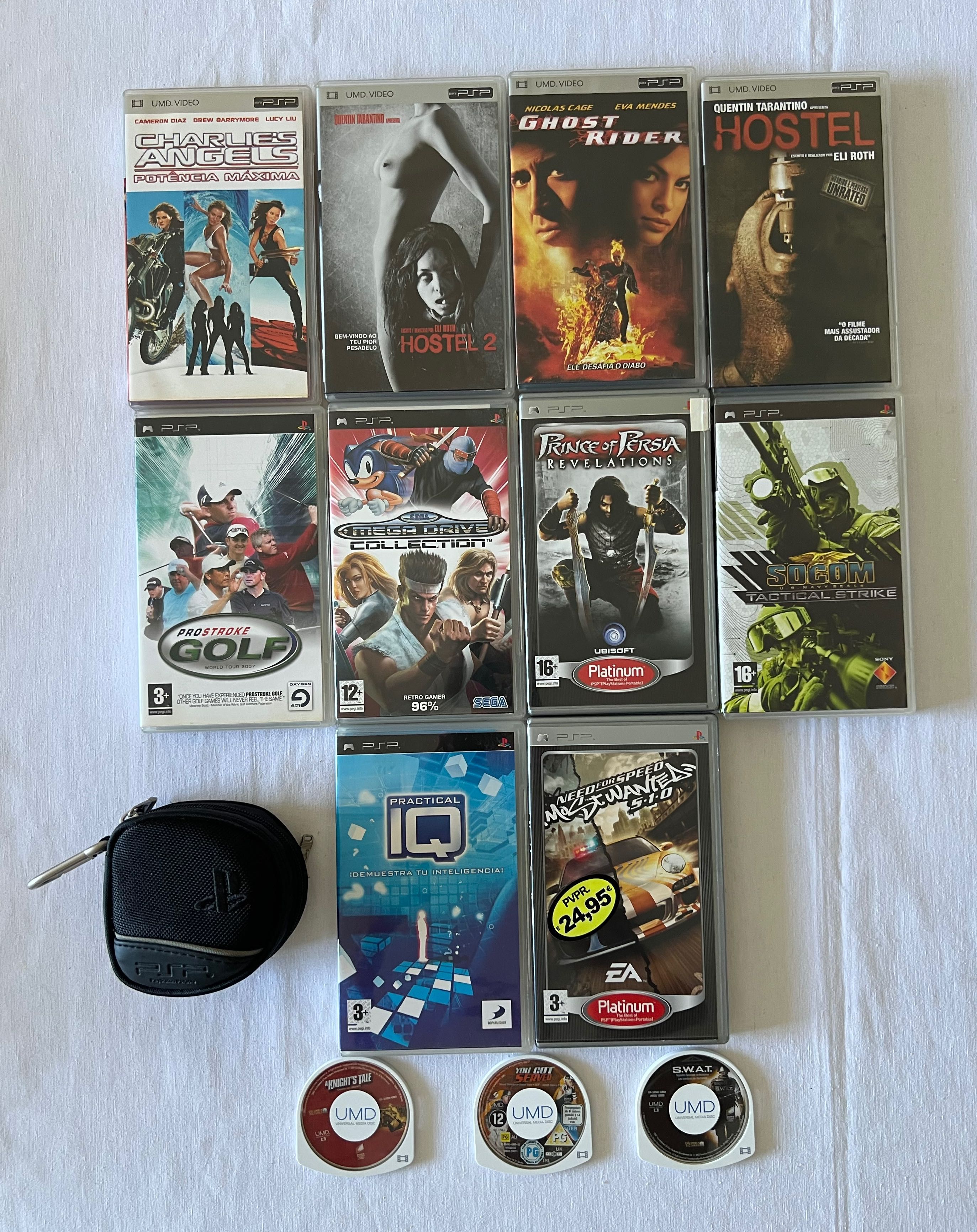 Vendo 6 Jogos PSP + 7 filmes PSP + Bolsa para UMD