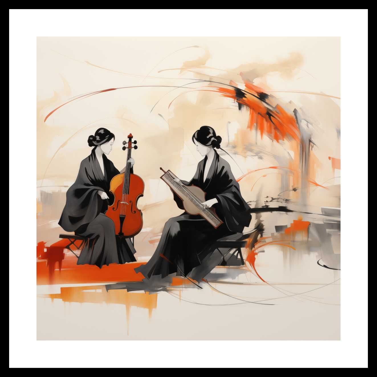 Plakat 50x50cm Harmonia Ciszy | Instrumenty Japonia