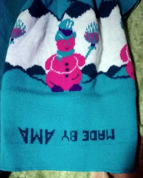 Шапка с шарфом на девочку бирюзовая шапка с бумбоном на 5-9лет