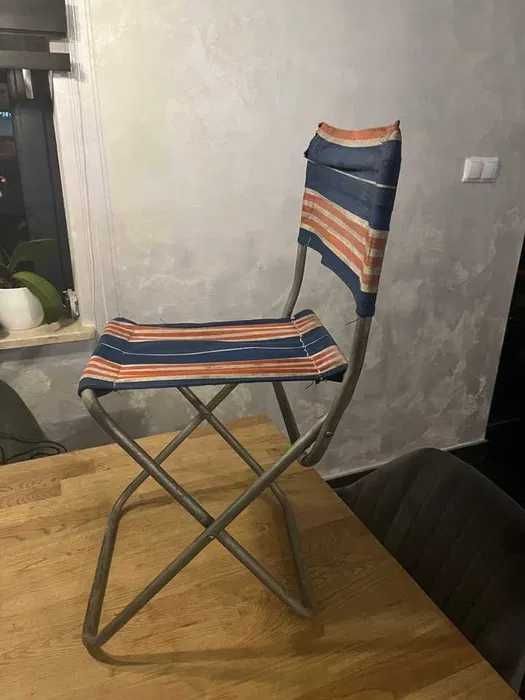 krzesło wędkarskie składane z oparciem prl