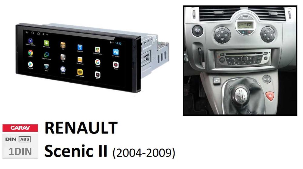 (NOVO) Rádio 1DIN • Renault SCENIC II / III (2004 a 2015) Android 2/3