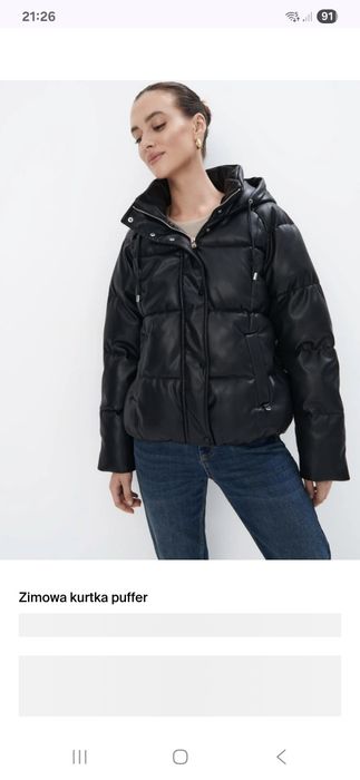 Kurtka zimowa puffer skórzana Mohito 40