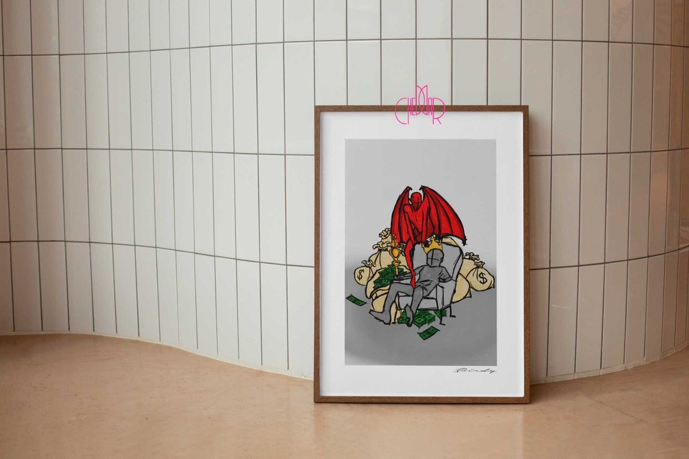 Plakat z motywem dobra i zła ,,Król"