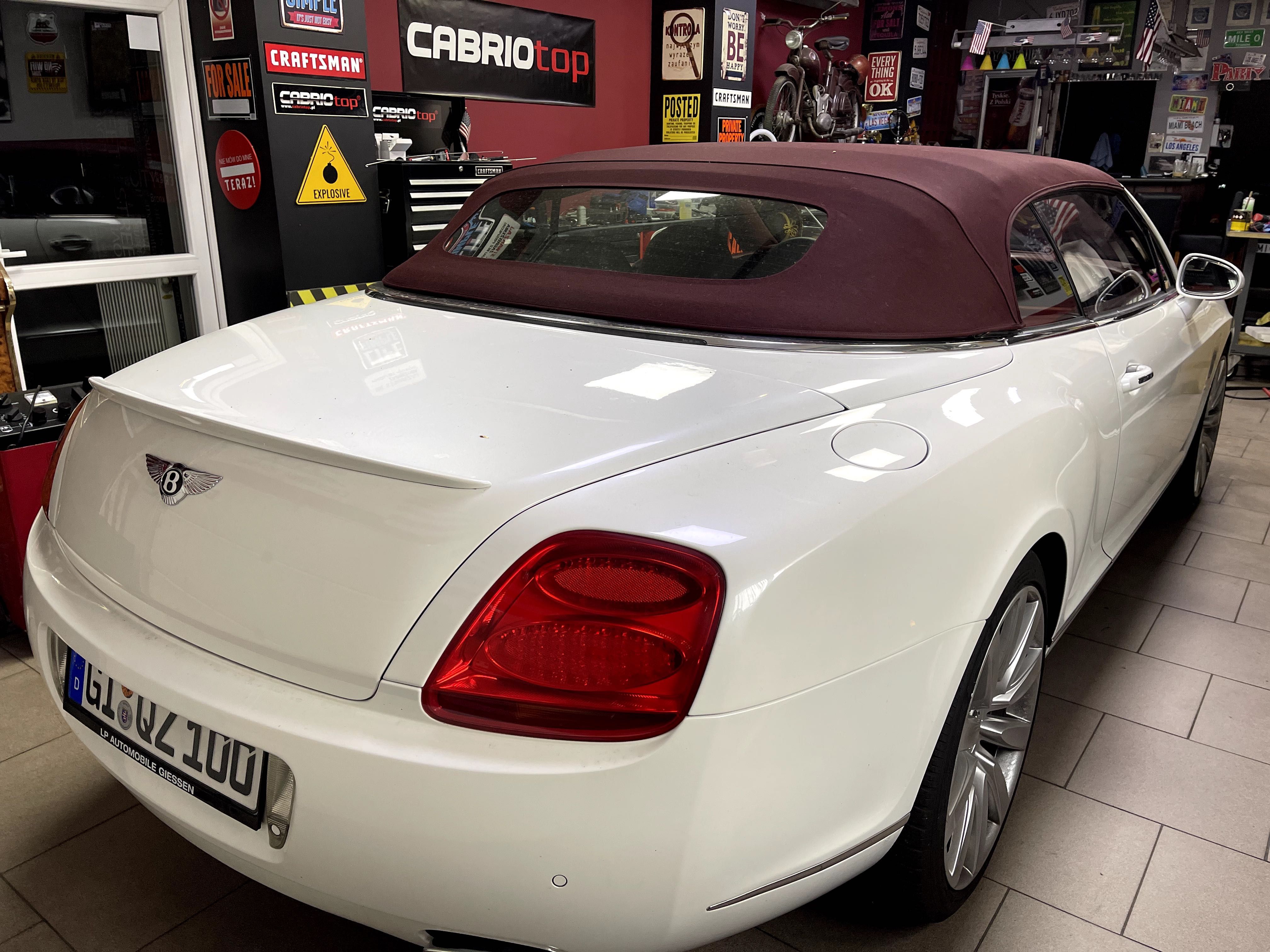 Bentley Continental GTC Cabrio dach szyba naprawa serwis