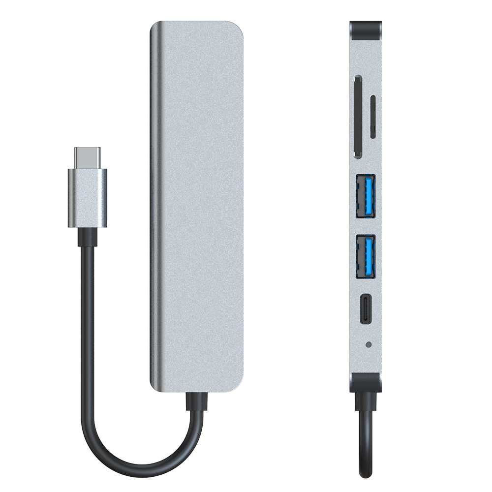 Rozgałęziacz USB HUB przejściówka USB-6w1 2xUSB HDMI SD TYP-C