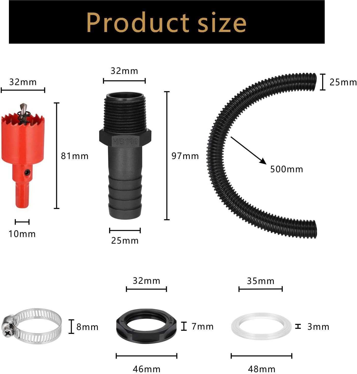 Nowy zestaw złączy do beczek / 2szt / 25mm / rura 50cm !3842!