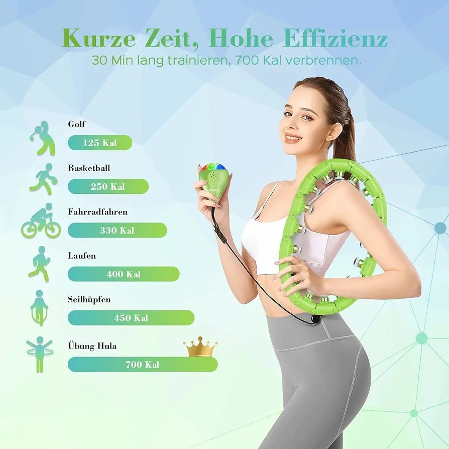 Hula hop zielone świecąca kula LED K622