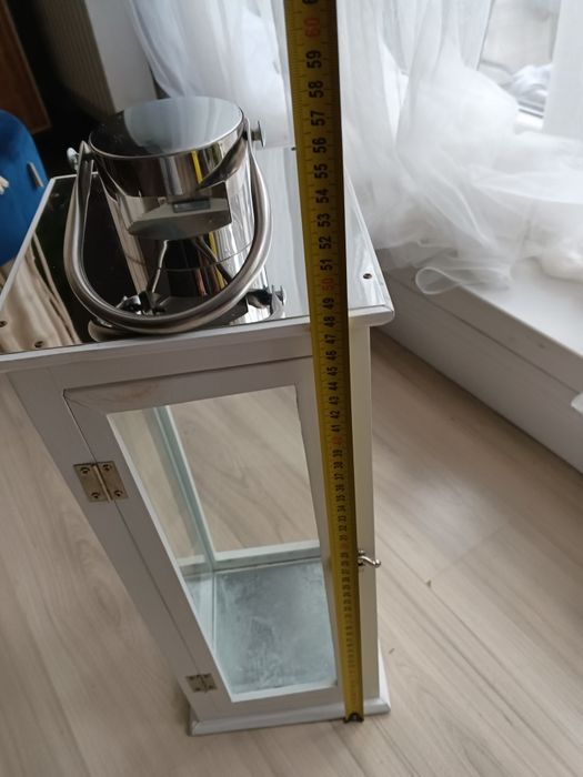 Piękny duży drewniany biały srebrny lampion Argent Home&You