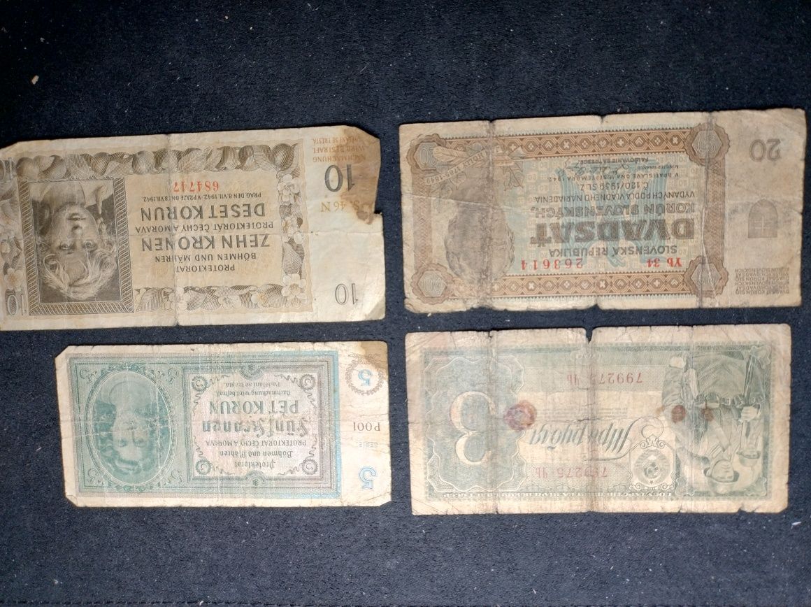 Zestaw banknotów mix ZSRR, Słowacja, Protektorat Czech i Moraw