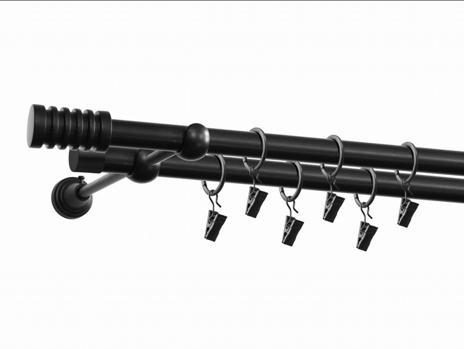 Czarny karnisz podwójny 240 cm | Nowy oryginalnie zapakowany