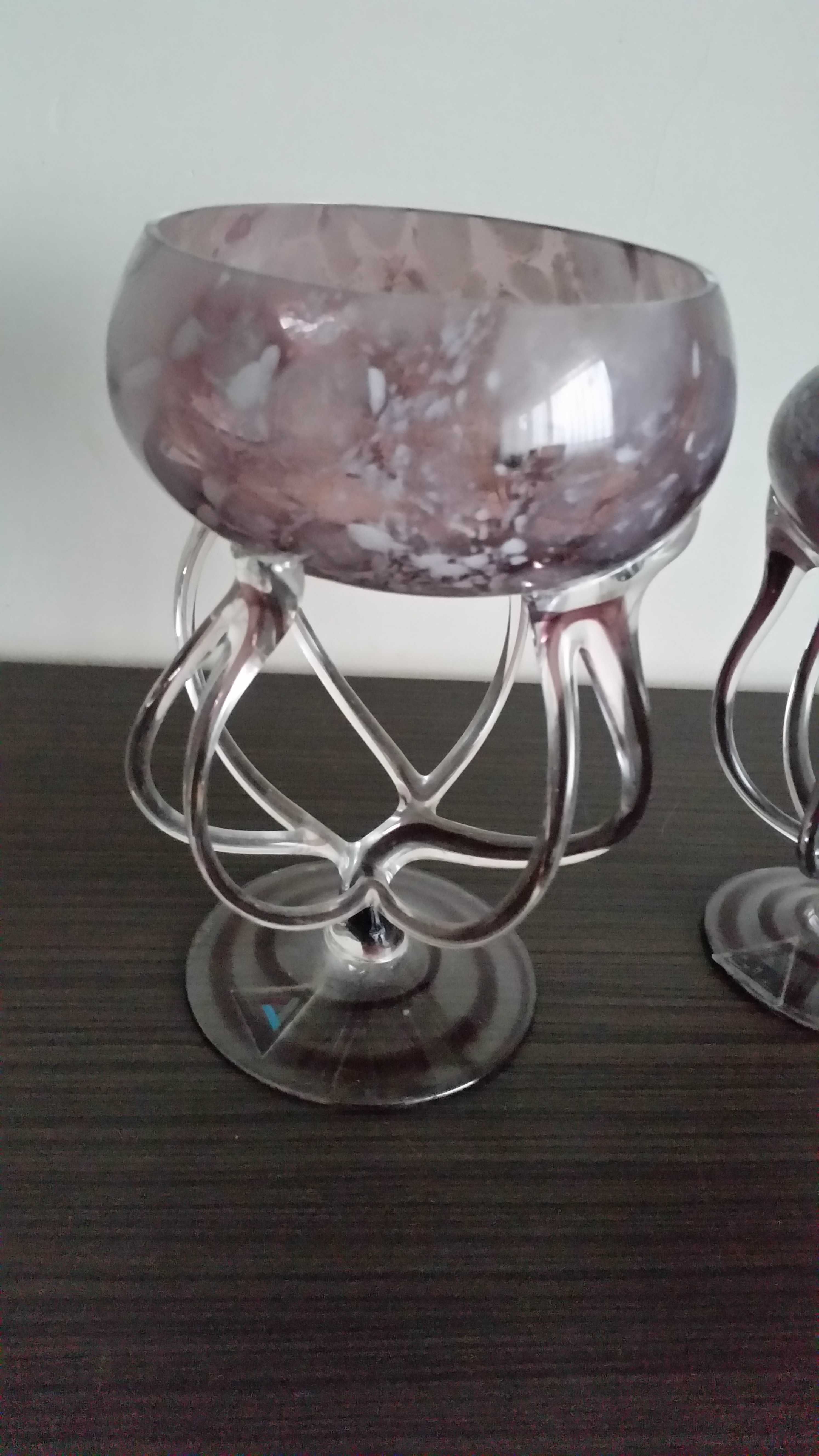 lampa naftowa i bomboniera huta szkła Krosno