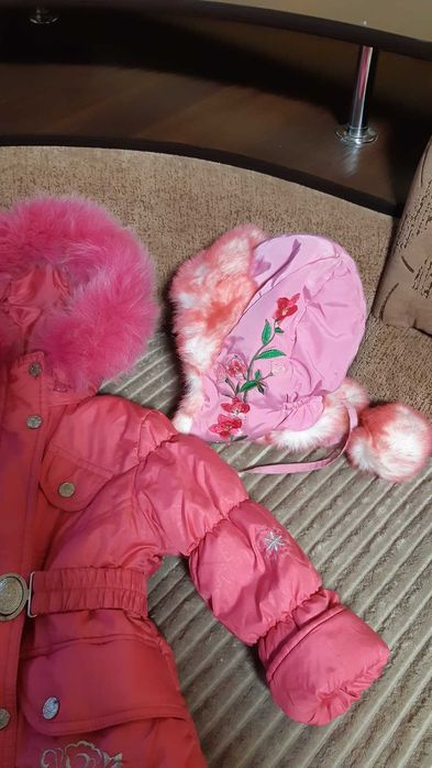 Зимовий комбінезон, зимова дитяча куртка на дівчинку