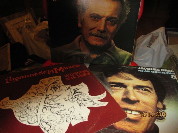 3 discos de vinil - Jacques Brel e Georges Brassens