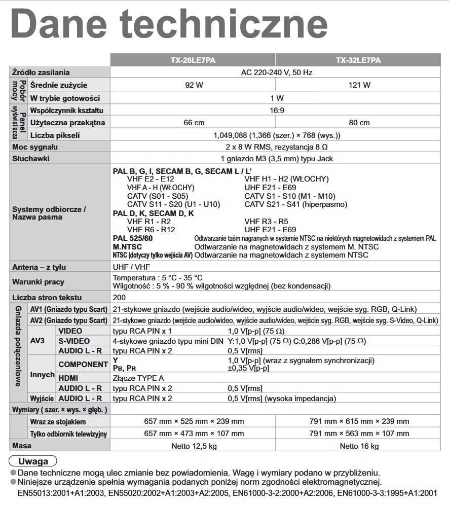 Panasonic LCD Viera TX-26LE7PA