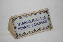 Paliteiro publicitario-Faiança Carvalhinho-Aguas Vidago Melgaço Pedras