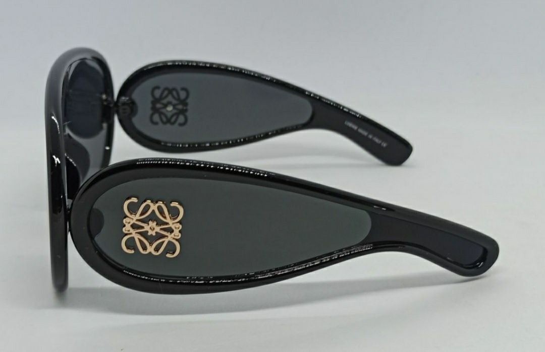 Брендовые женские очки маска черные с золотым логотипом 6000