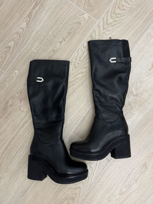 Кожані зимові чобітки