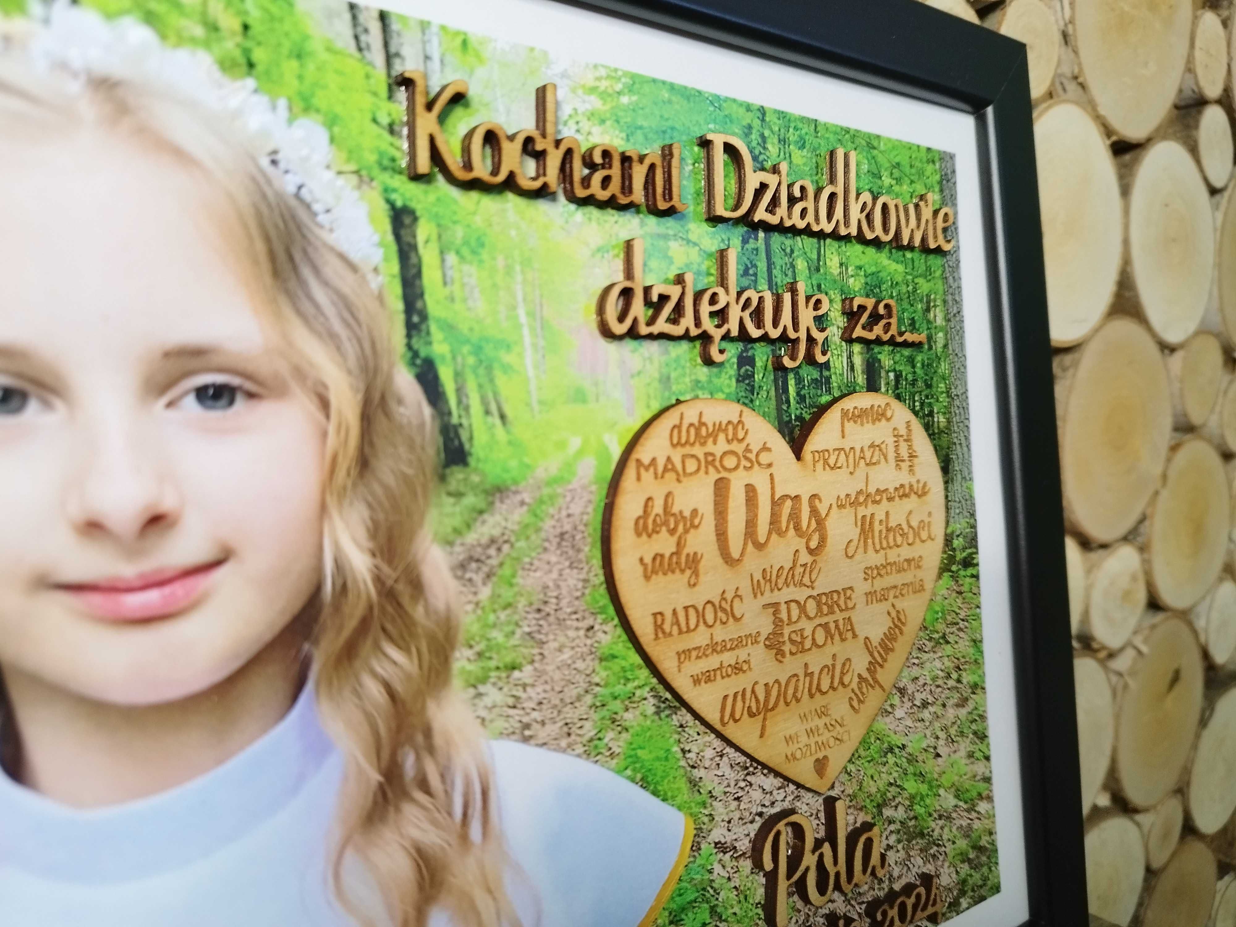 Podziękowanie ze zdjęciem * dla Chrzestnych Dziadków Chrzest Komunia