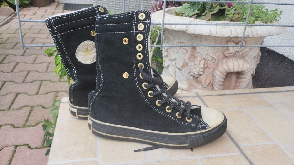 Trampki Converse damskie czarne zimowe z futerkiem barankiem oryginał