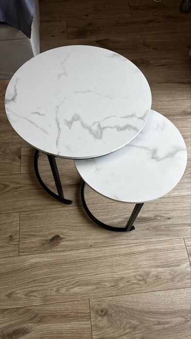 Stolik kawowy biały marmur 2w1