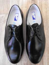 Buty EUR39 24.5cm Skóra* czarne pantofle skórzane połysk Nowe Gat.1