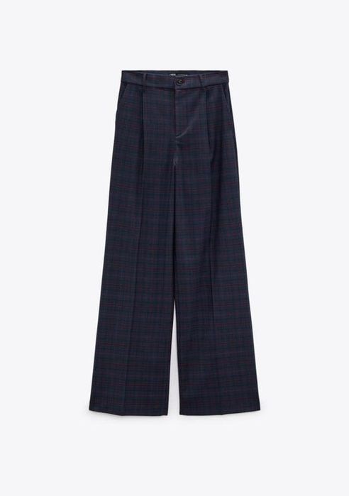 Сині брюки штани в клітинку Zara