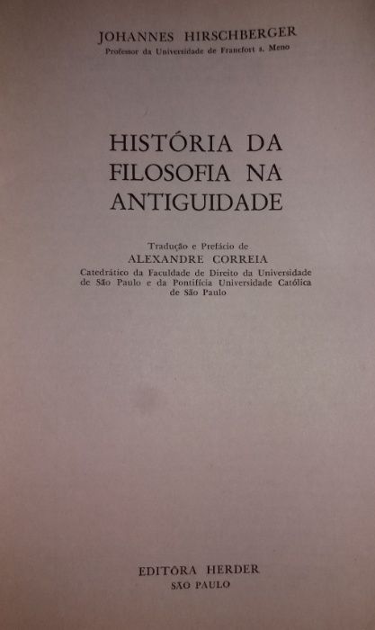 História da Filosofia na Antiguidade e na Idade Média de 1957 e 1959
