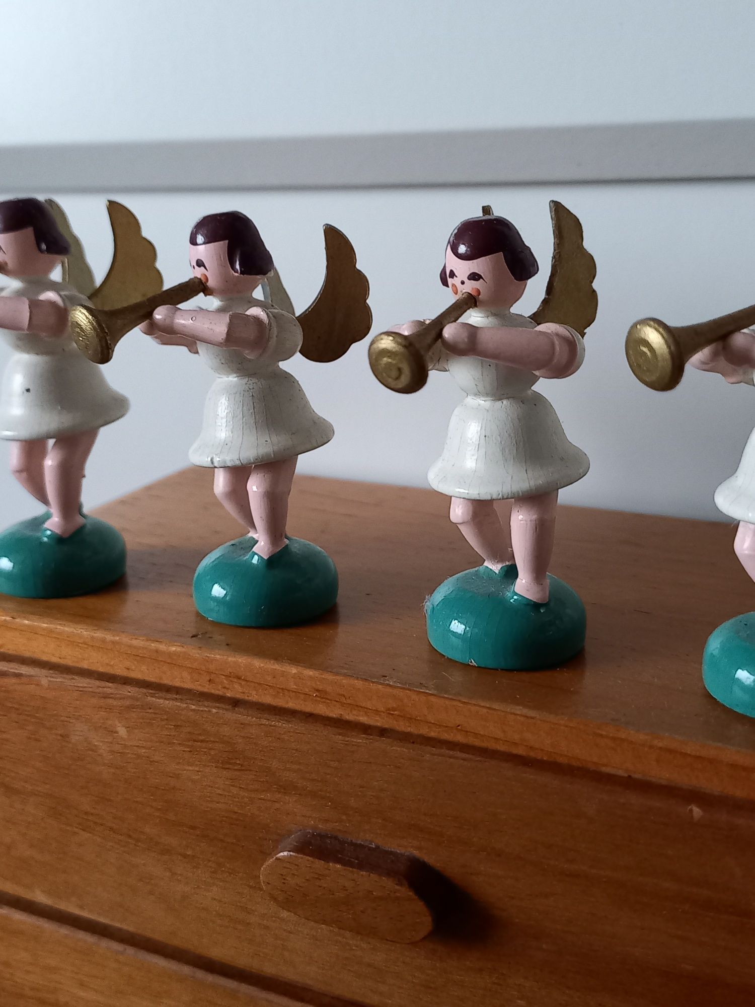 Figurki aniolki stare drewniane erzgebirge vintage retro anioł
