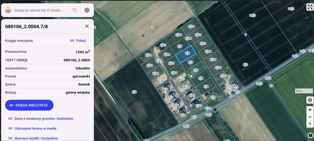 Działki na sprzedaż 1203 , 1196 m2 Santok / Płomykowo