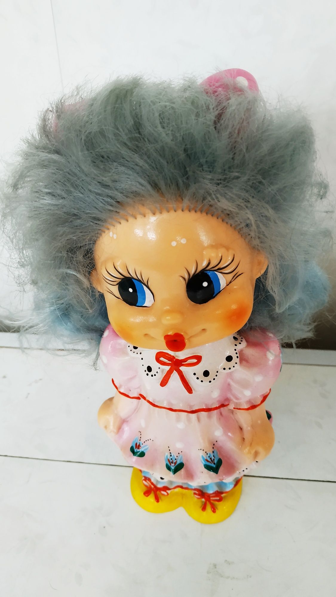 25 см. в идеале резиновая кукла (игрушка из СССР)