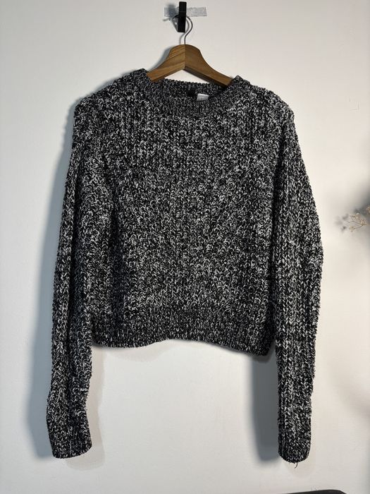 Gruby mięsisty sweter gruby splot czarno biały H&M