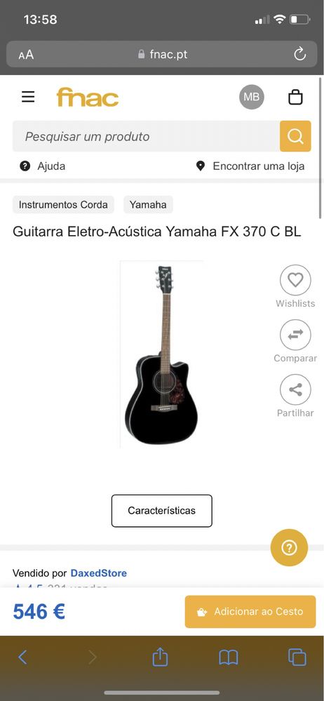 Guitarra Eletro-Acústica Yamaha FX 370 C BL