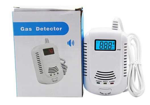 Czujnik Czadu I Gazu CO Tlenek Węgla Kabel/Bateria