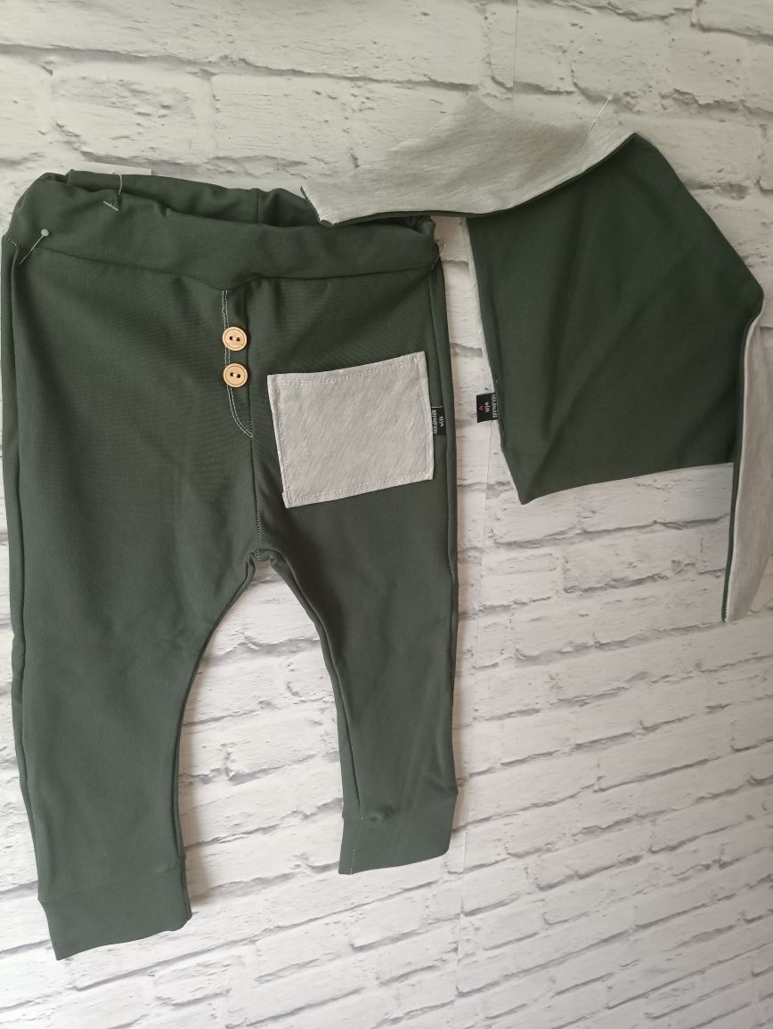 Nowy komplet spodnie leginsy i chusta dresówka 92 98
