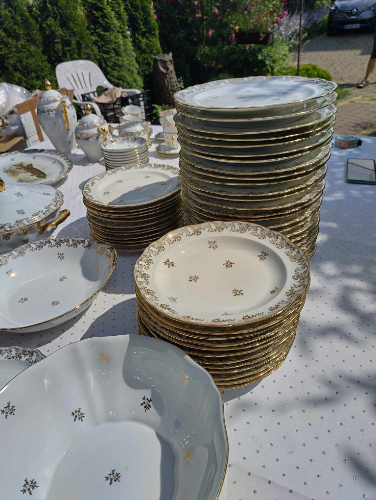 Stary,duży serwis obiadowy porcelana Limoges Francja 96 sztuk