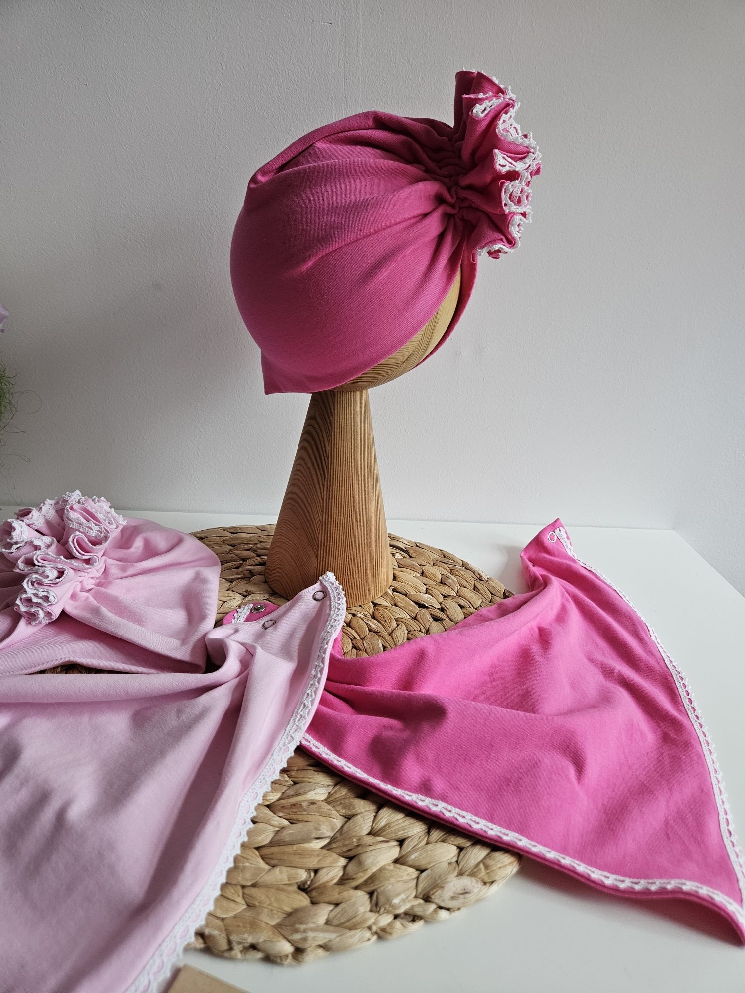 Czapka typu turban r. 45/47 ciemny Róż