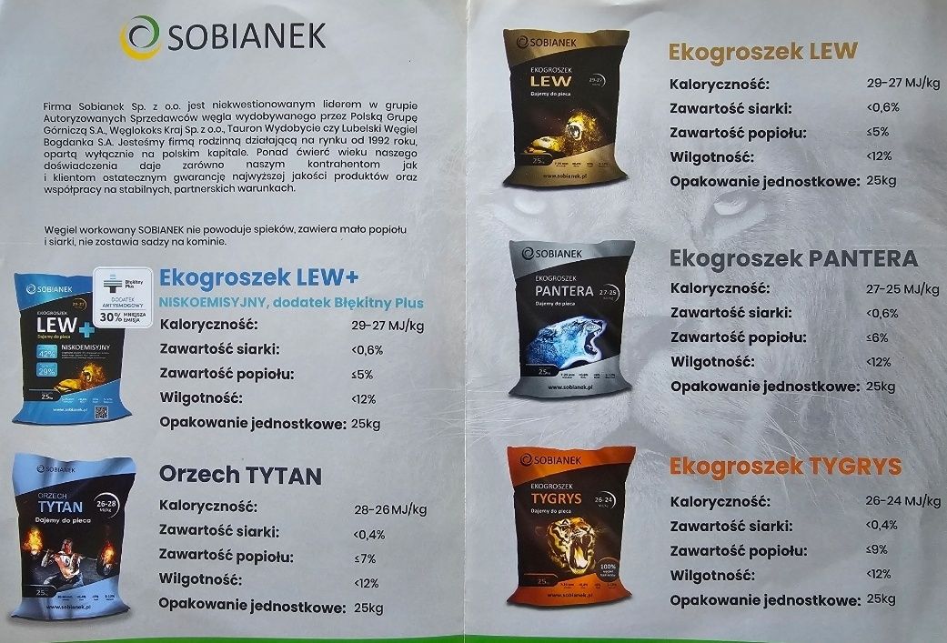Ekogroszek TYGRYS 26-24 MJ/kg 1000 kg Groszek Plus