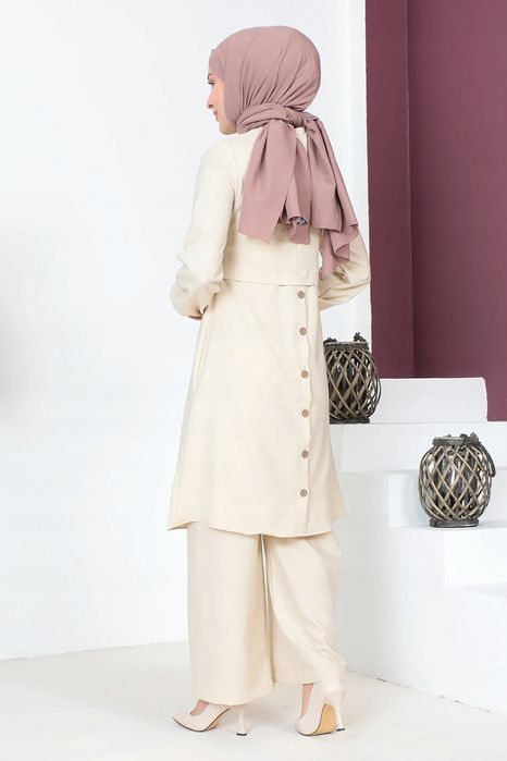 Tesettur Dunyasi 38 M Komplet Beżowy Stylowy R6822