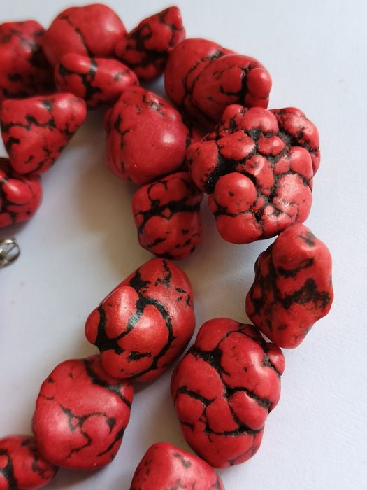 Korale Boho Czerwone Naturalne  SYRIA