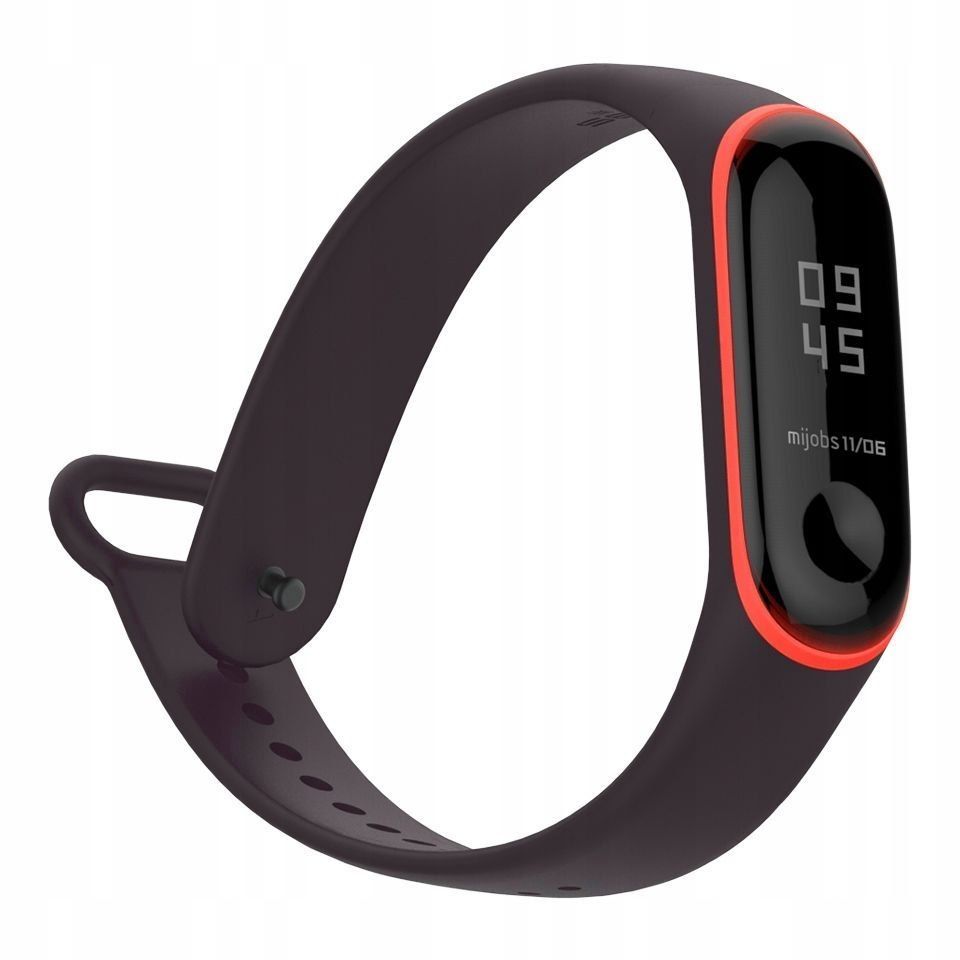 Sportowy Pasek Smooth Do Xiaomi Mi Band 3 / 4 Czarno-Czerwony