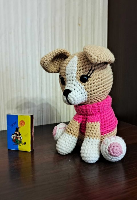 Мягкая игрушка Щенок вязанная новая