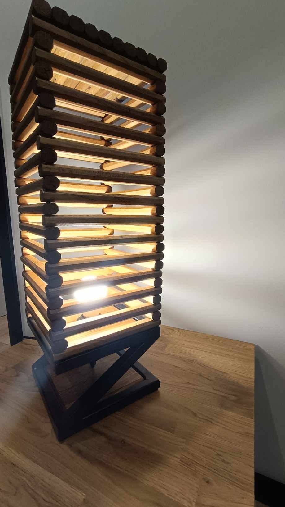 Lampa lemelkowa dębowa stojąca