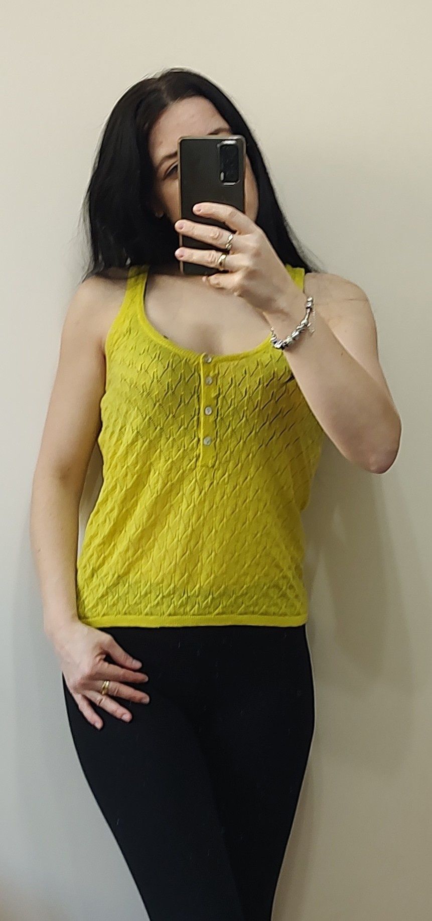 Bluzka na ramiączkach Zara S / 36 / 8 żółto zielony kolor. Bawełna