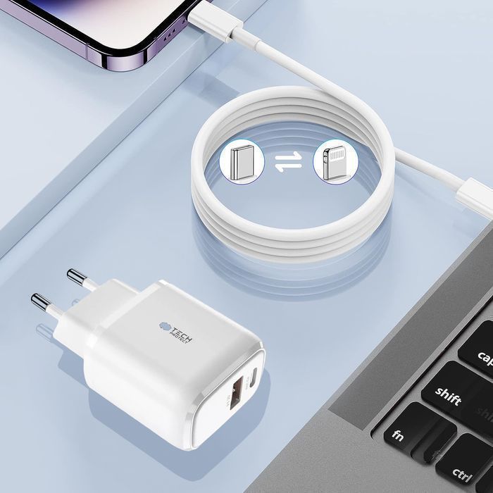 Ładowarka sieciowa 20W USB + typ C USB-C PD QC 3.0 +  Kabel 1M